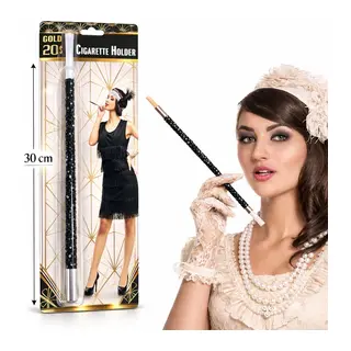 30 Cm Siyah Payetli Sigara Tutacağı – 1920’ler Gatsby Parti Aksesuarı