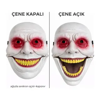 Hareketli Çene Mekanizmalı Korku Maskesi Kırmızı