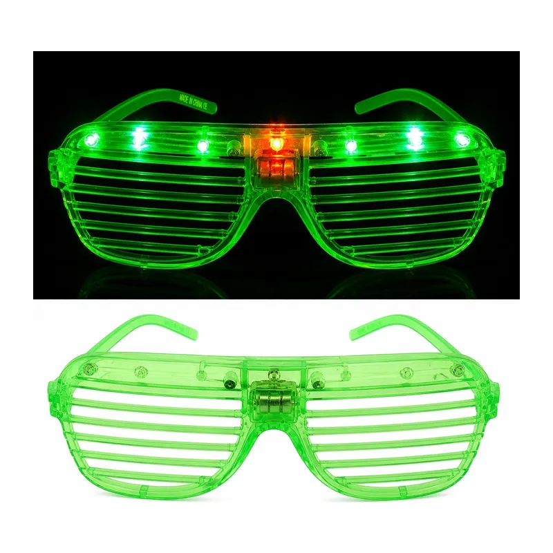 Led Işıklı Panjur Parti Gözlüğü Yeşil Renk Shutter Gözlük