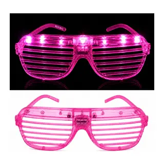 Led Işıklı Panjur Parti Gözlüğü Pembe Renk Shutter Gözlük