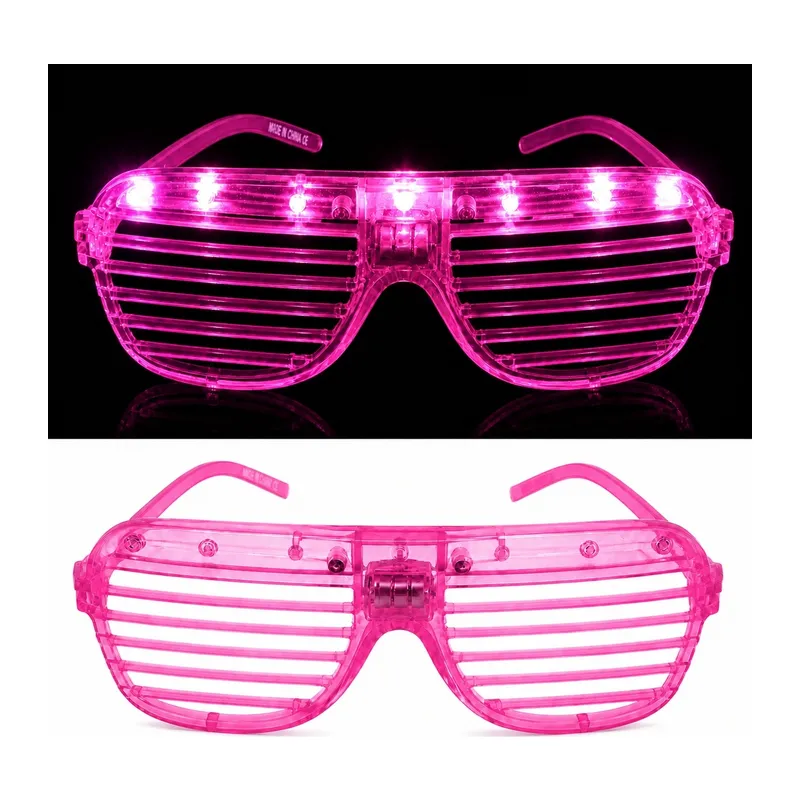 Led Işıklı Panjur Parti Gözlüğü Pembe Renk Shutter Gözlük
