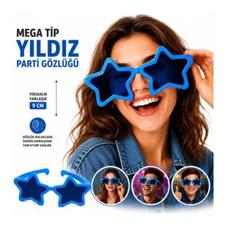 Mega Tip Yıldız Parti Gözlüğü Mavi Renk