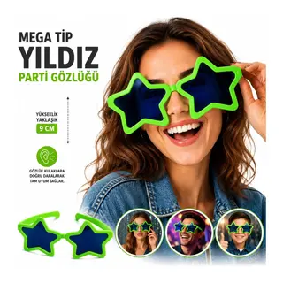 Mega Tip Yıldız Parti Gözlüğü Yeşil Renk