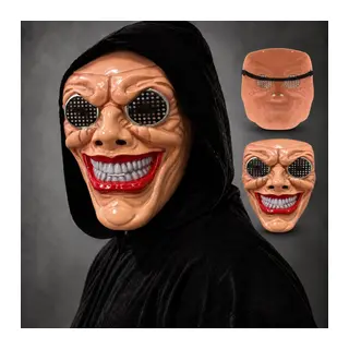 Kırmızı Ağız Ve Beyaz Diş Detaylı File Gözlü Maske