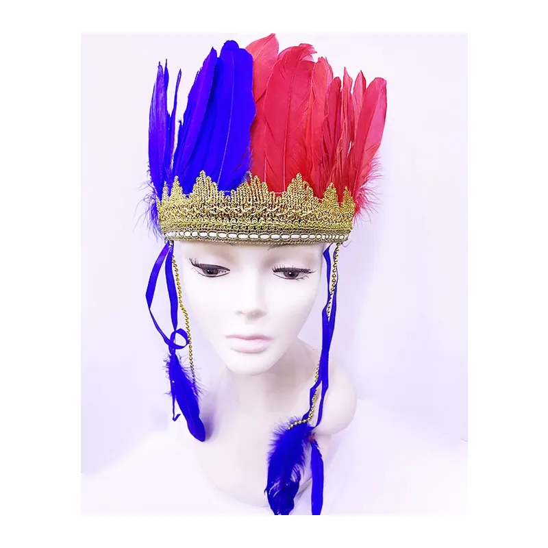 Bordo Mavi Renk Tüylü Kızılderili Başlığı | Taraftar Başlığı