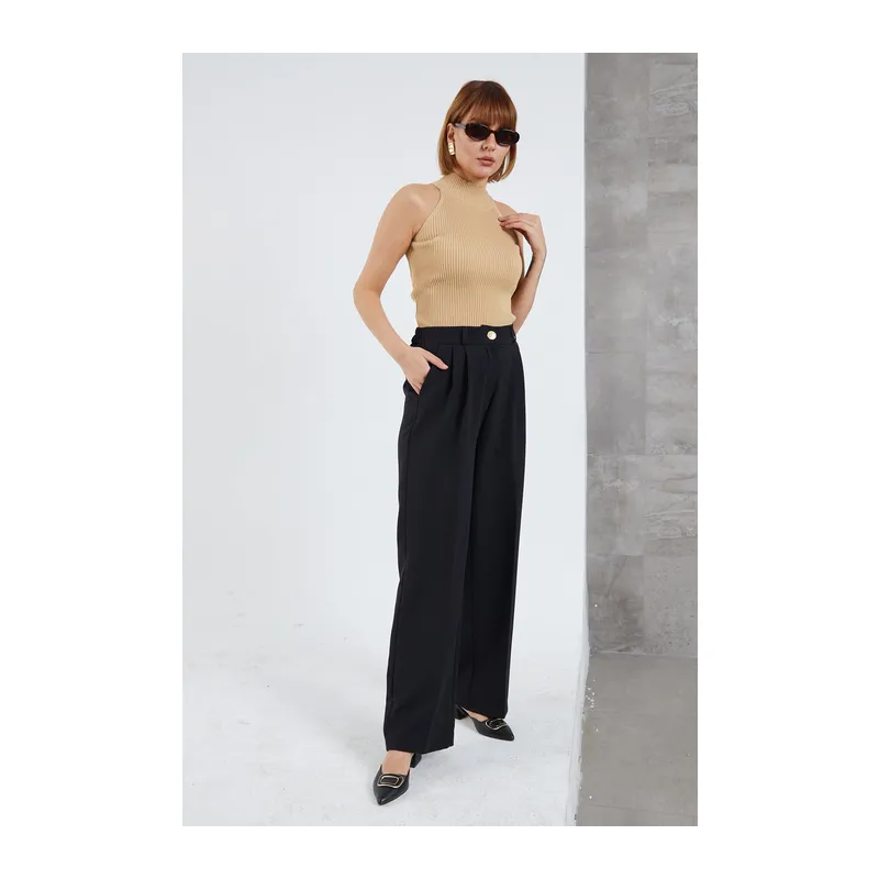 Kadın Beli Lastikli Pzzo Pantolon - Renkli / 40