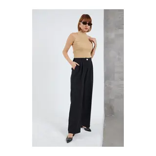 Kadın Beli Lastikli Pzzo Pantolon - Renkli / 44
