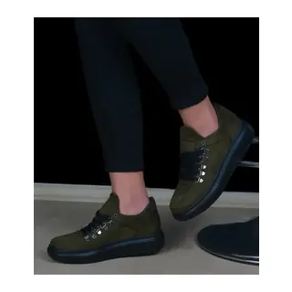 KADIN SPOR CASUAL SÜET AYAKKABI HAKİ RENK - Renkli / 40