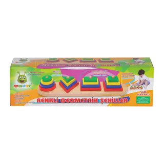 KR006 Woodoy Renkli Geometrik Şekiller -Karsan Oyuncak - 1 Adet