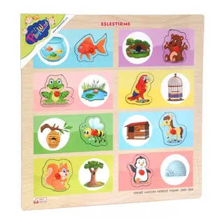 ONY-363-364 Ahşap Tutmalı Eşleştirme Hangi Hayvan Nerede Yaşar -Onyıl - 1 Adet
