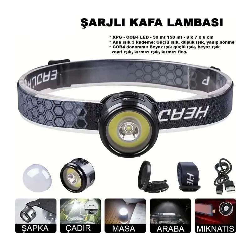 7 Mod Şarjlı Kafa Ve Kamp Lambası Wt-618