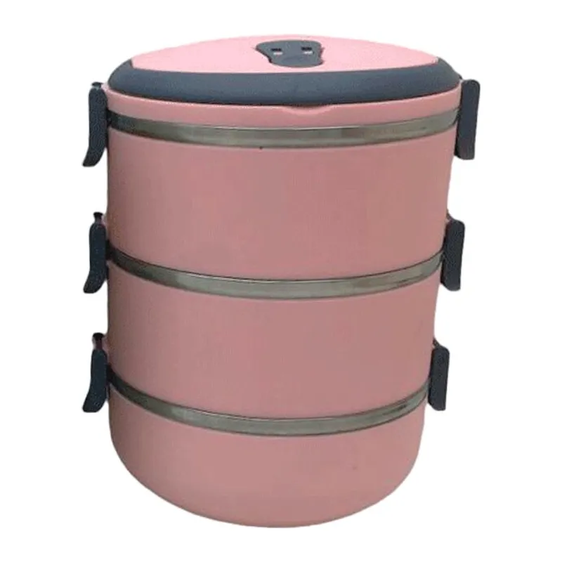 YEMEK TERMOSU AÇIK PEMBE 3LÜ SEFER TASI SAKLAMA KABI 1.8LT