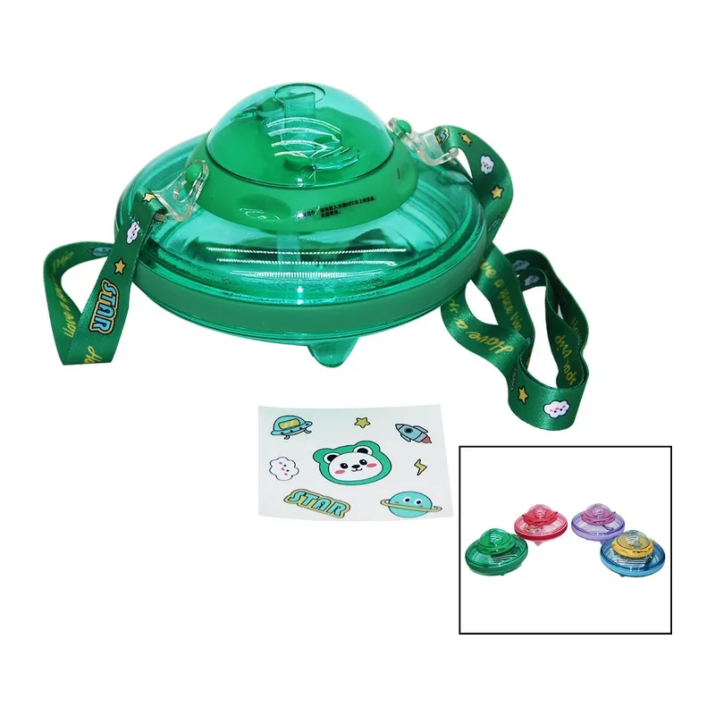 MATARA UFO MODELİ RENKLİ MİKA KRİSTAL SULUK MATARA PİPETLİ TAŞIMA ASKILI 550ML
