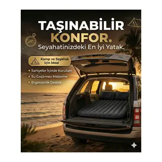 Araç İçi Şişme Yatak Araba Ve Kamp Yatağı Çanta Elektrikli Pompa Tamir Kiti Ve Yastıklı Yatak Seti