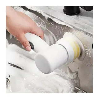 Magic Brush 5 in 1 Kablosuz Şarjlı Temizlik Fırçası | Çok Amaçlı Döner Başlıklı Elektrikli Banyo, ve Fayans Temizleme Seti