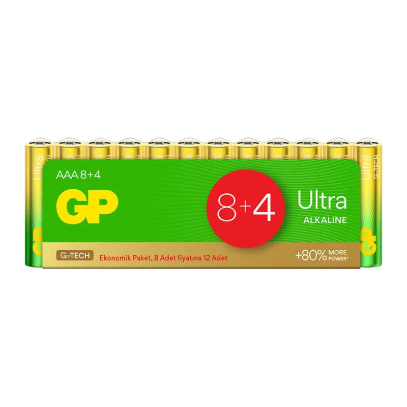 GP Ultra lin AAA İnce m Pil 12'li Paket