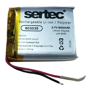Sertec 803035 3.7V 800 MAh Li-Polymer Pil (Devreli/1.5A)