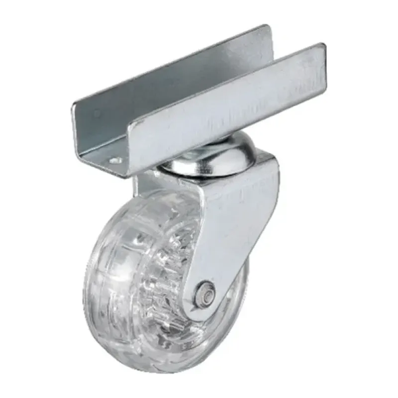 Hts 327 - 50x20 mm Şeffaf Makaralı Uzun U Tablalı Teker 4 Adet
