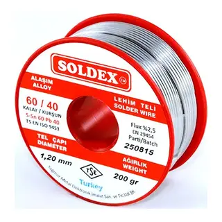 Soldex 60-40 Lehim Teli 200 Gr 1 mm - Sn:60 / Pb:40