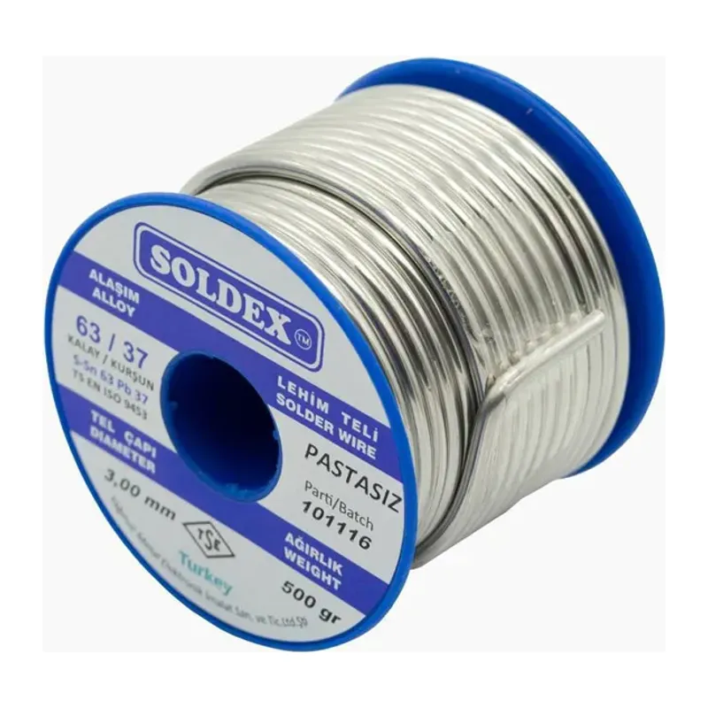 Soldex 63-37 Pastasız Vitray Lehim Teli 3000 Gr 3 mm
