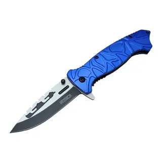 Lanmark M30B Tırtıklı Kamp Çakı 21 cm - Plastik Sap, Otomatik, Kemerlikli