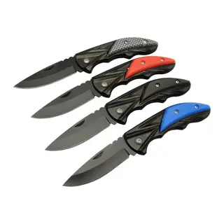 Klipsli 4 lü Set Metal 16 cm Kamp / Outdoor Çakı - Yarı Otomatik, Kemerlikli, Kutulu