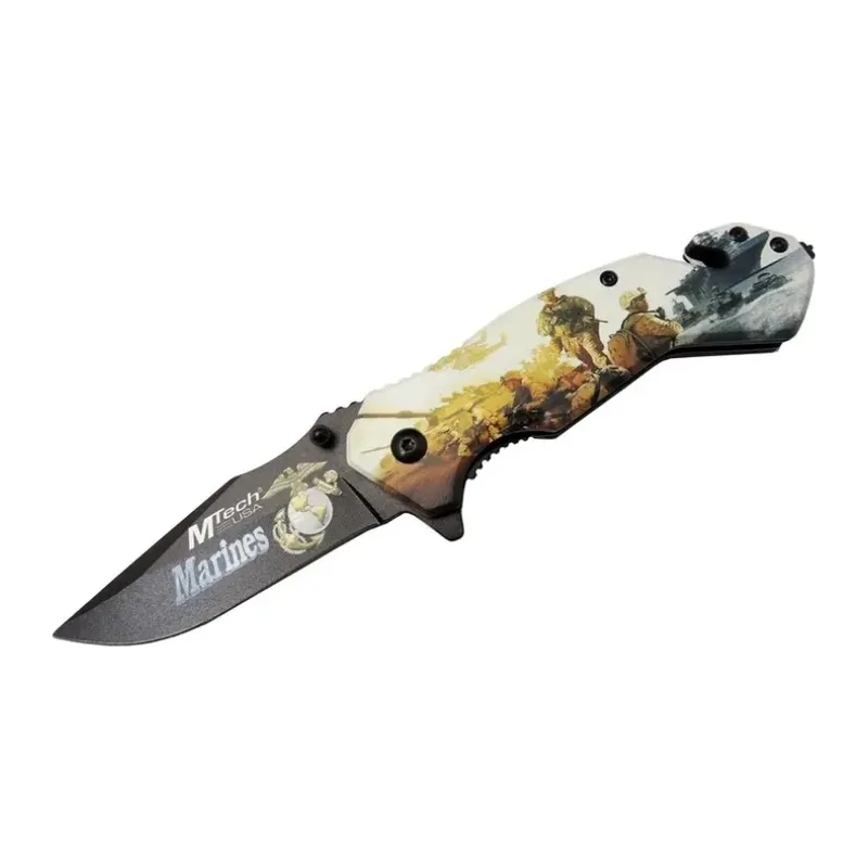 Mtech 4 23 2 Marines Kurtarma / Kamp Çakı 20cm - Yarı Otomatik, Kemerlikli, Cam Kırma Ve İp Kesme Aparatlı