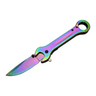 8000A Görünümlü Renkli Kamp Çakı 19 cm - Otomatik, Metal Sap
