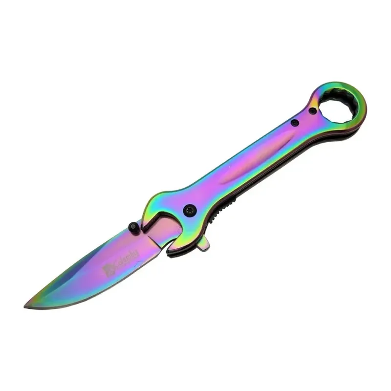 8000A Görünümlü Renkli Kamp Çakı 19 cm - Otomatik, Metal Sap