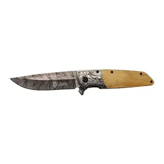 A2150C Kamp Çakısı 21cm- Manuel, Ahşap İşlemeli Sap,Kemerlikli