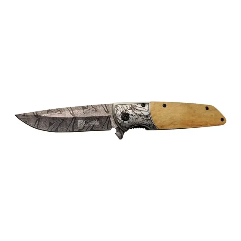 A2150C Kamp Çakısı 21cm- Manuel, Ahşap İşlemeli Sap,Kemerlikli