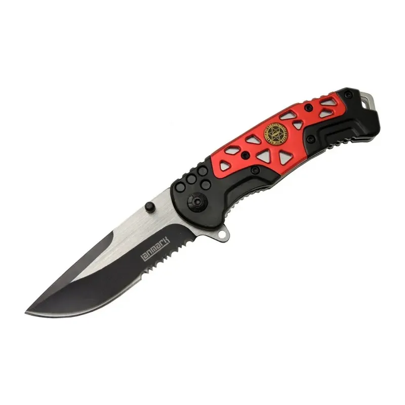 Lanmark MX10B Kırmızı Testereli Outdoor Çakı 21 cm - Otomatik, Perçinli