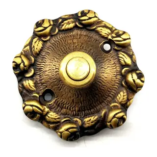 Antika Tarz Dekoratif Pirinç lü Kapı Zili - 75mm, Antik
