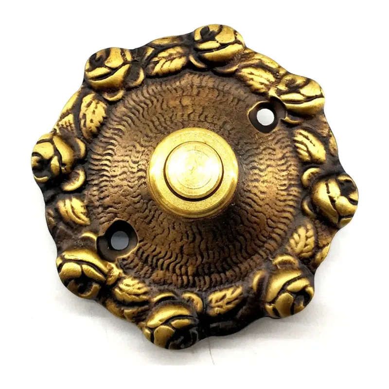 Antika Tarz Dekoratif Pirinç lü Kapı Zili - 75mm, Antik