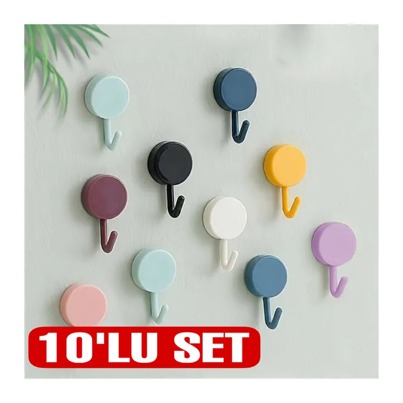 Kendinden Yapışkanlı Renkli Duvar Askısı (10LU SET)