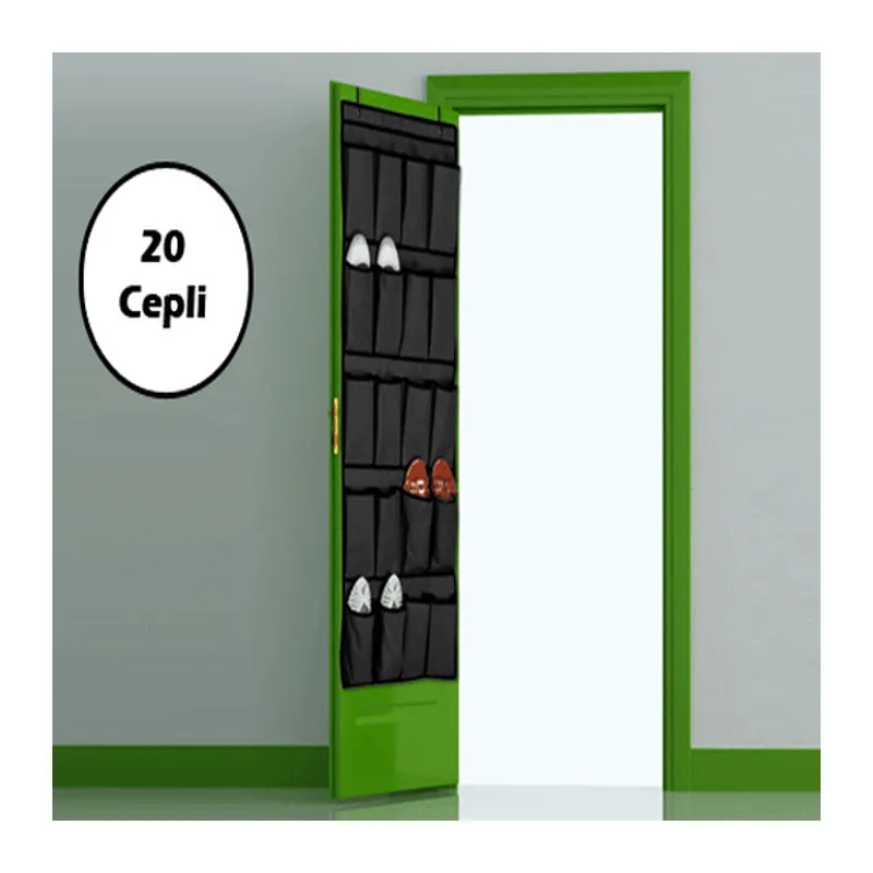 20 Cepli Kapı Arkası Çok Amaçlı Organizer - Siyah