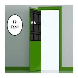 12 Cepli Kapı Arkası Çok Amaçlı Organizer - Siyah