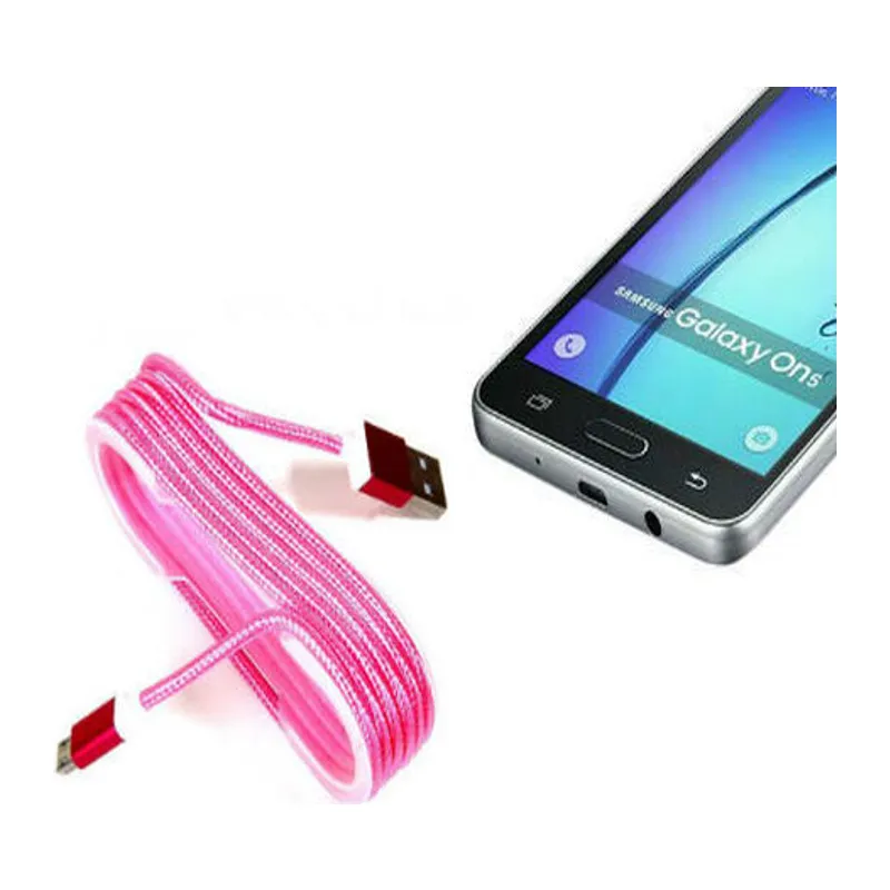 Android Örgü Şeklinde Renkli Çelik Şarj Data Kablosu - Pembe