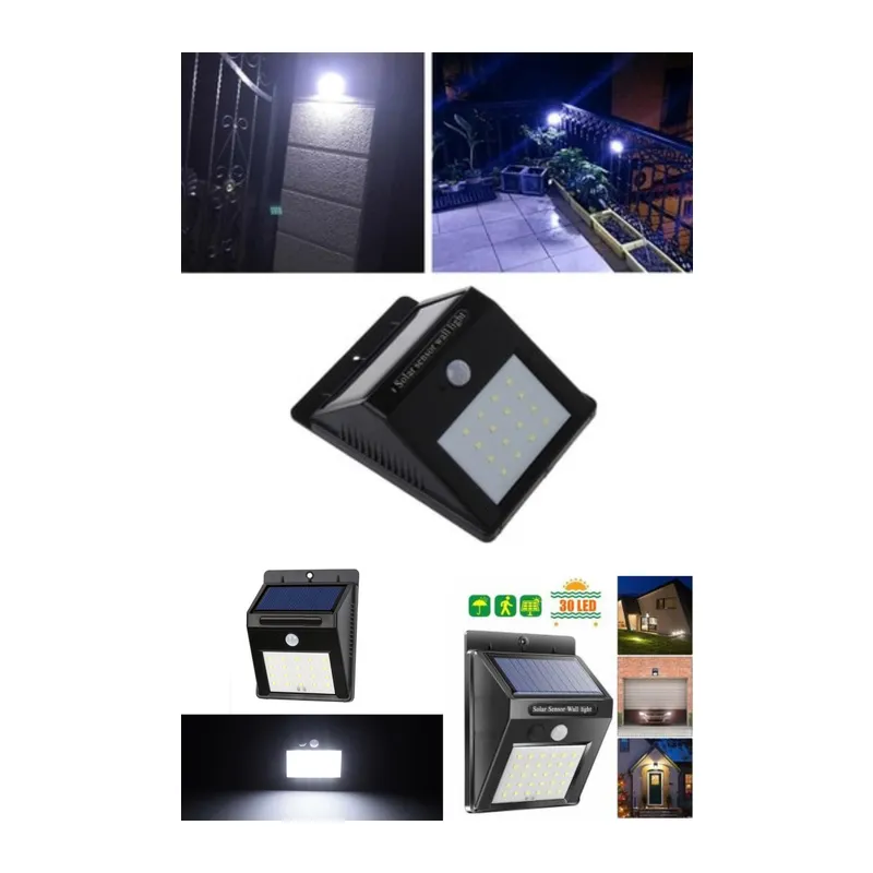 Sensörlü Solar Duvar Lambası 20 Ledli