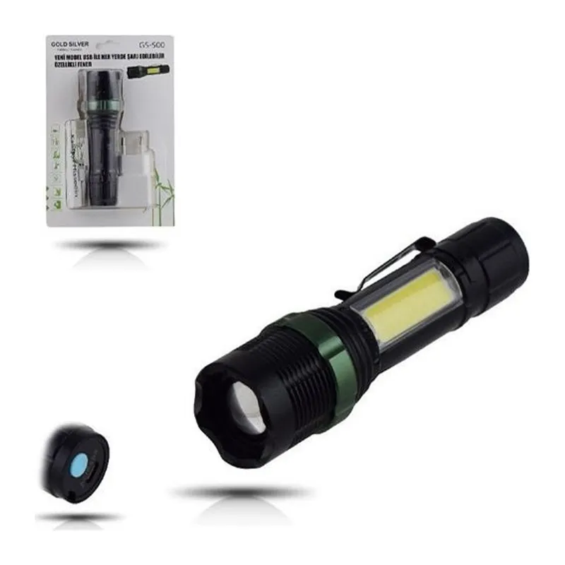 Metal USB Şarjlı 4 Kademeli Zoomlu GS 500