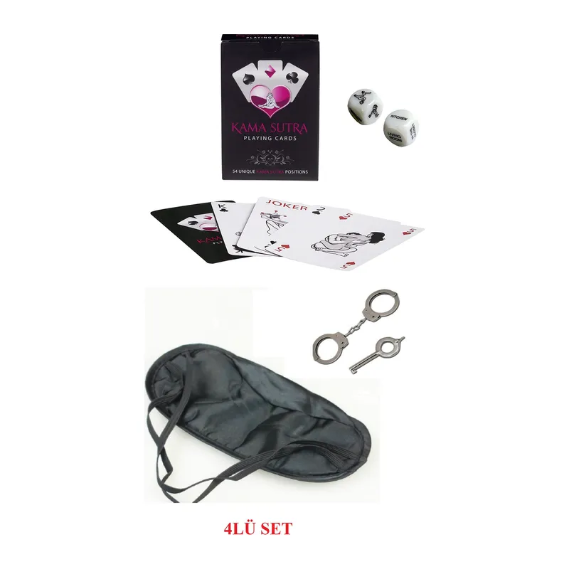 sutra Aşk Seti - Kelepçe - Zar- Kart - Göz Bandı