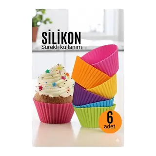 Muffin Kalıbı - Sürekli Kullanım Muffin Kek Kalıbı 6 ADET