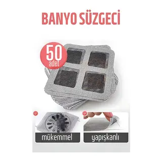 Banyo Gider Süzgeci 50 Adet Yapışkanlı Filtre, 10x10 cm