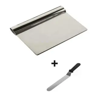 2li Set Hamur Şekillendirici Eğik Pasta Spatulası +Metal Hamur Kesici Kazıyıcı Spatula