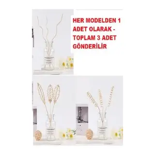 3 Tek Adet 3 Model Aromaterapi Koku Dağıtıcı Rattan Şişe Ahşap Difüzör Çubuk (-Yaprak-Daalı)