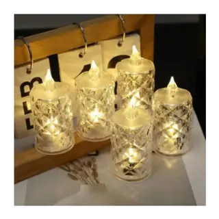 Led Şeffaf Kristal LED Pilli Alevsiz u Düğün Doğum Günü Ortam Işığı Mini