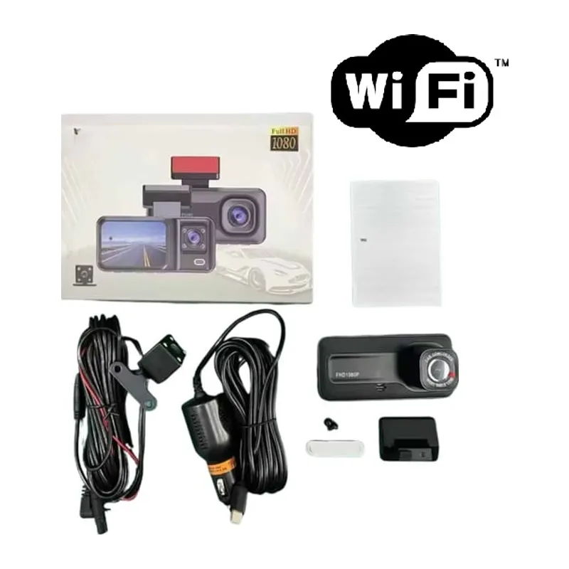 Araç Kamerası - 3 Kameralı Wifi Ön, İç ve Arka Full HD DVR Araç İçi Ekranlı Kamera