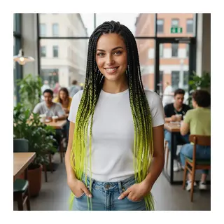 Afrika Örgüsü Ve Rasta İçin Sen Ombreli / Siyah / Neon Sarı