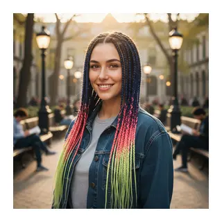 Afrika Örgüsü Ve Rasta İçin Sen Ombreli / Mor / Pembe / Açık Fıstık Yeşili
