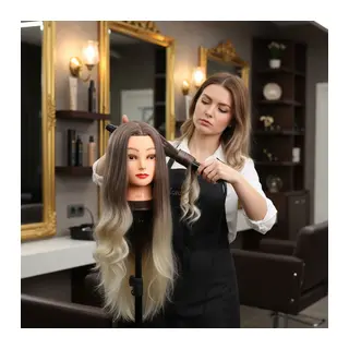 Kuaför Eğitim Mankeni / Yaki + Masa Aparatı / rengi / Platin